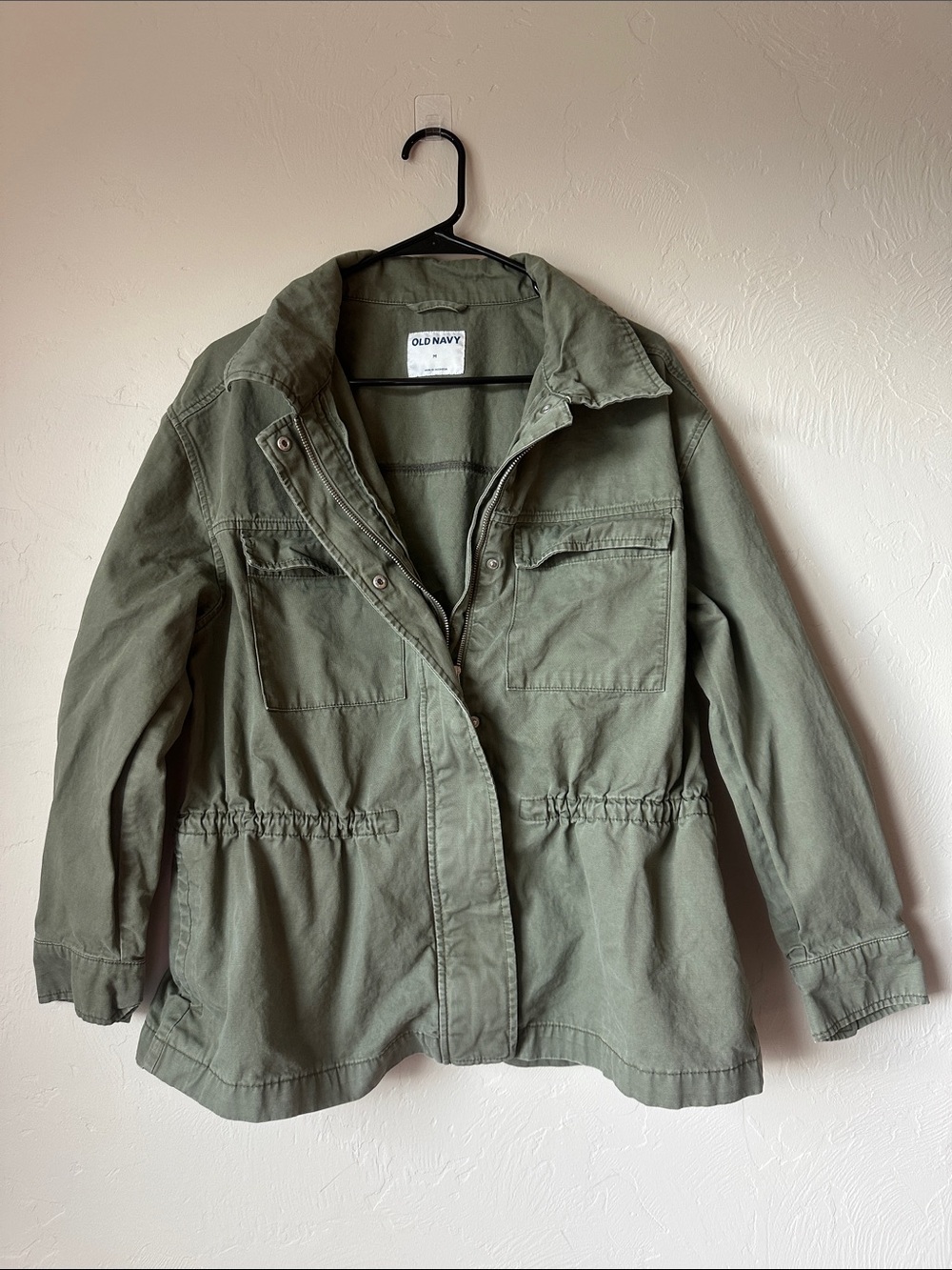 Old Navy Women's Olive Green Utility Jacket with Draw Waist